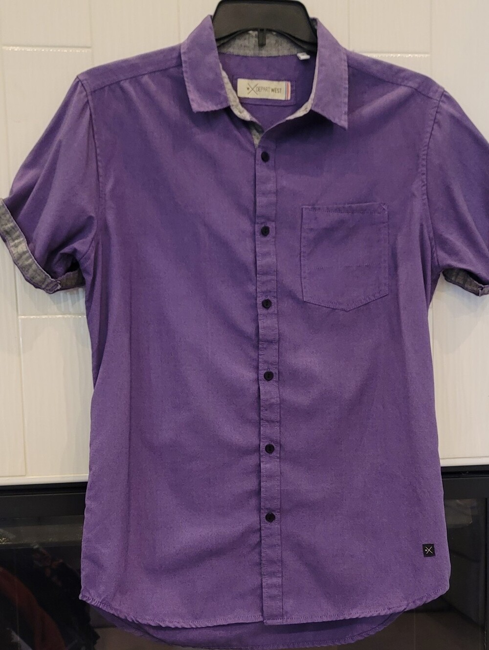 Mens Departwest Purple Short-Sleeve Button-Up Shirt, Size M - Buckle Exclusive